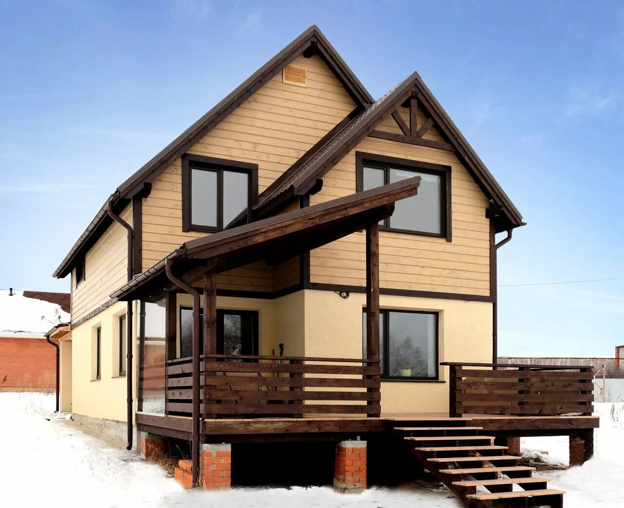 Комбинированный фасад дома. Красивый комбинированный фасад дома. Фахверк — д100д. Комбинированные фасады домов. Одноэтажный шале комбинированный дом кирпич.