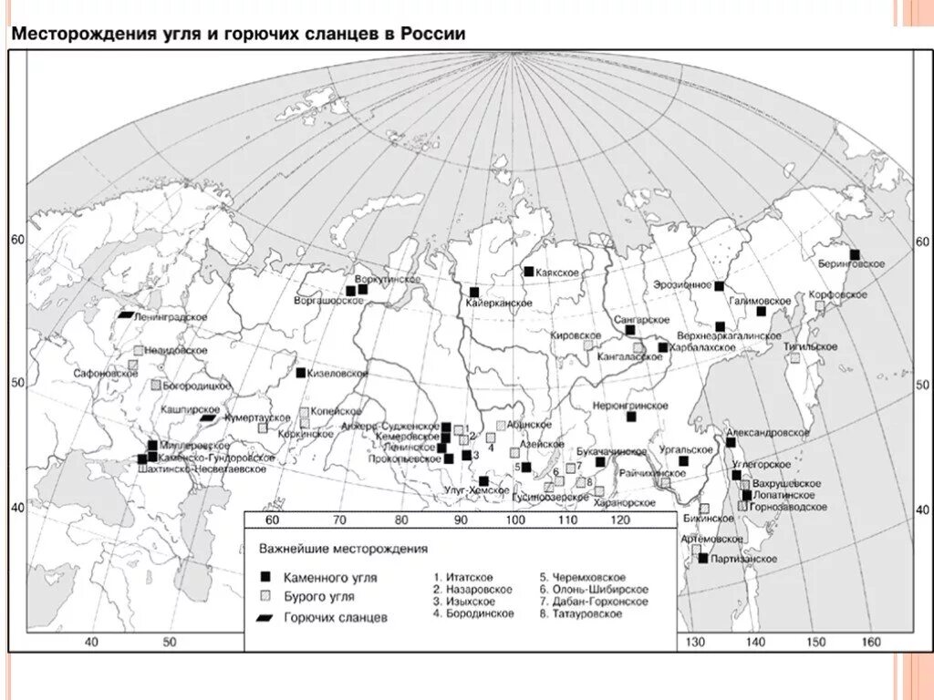 Где добывают горючие. Горючие сланцы месторождения в России на карте. Крупнейшие месторождения каменного угля контурная карта. Горючие сланцы крупнейшие месторождения в России.