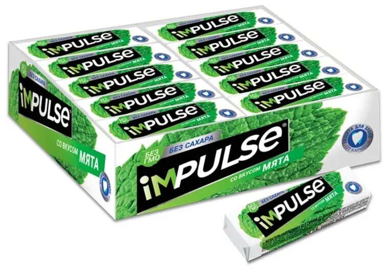 Сколько жвачек в пачке. Жев.резинка Impulse со вкусом мяты 14гр. Impulse жвачка мята 14 г. «Impulse», жевательная резинка со вкусом «мята», без сахара, 14 г. Жевательная резинка Impulse 14гр.