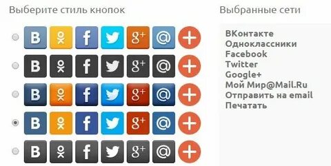 Кнопки соц сетей поделиться