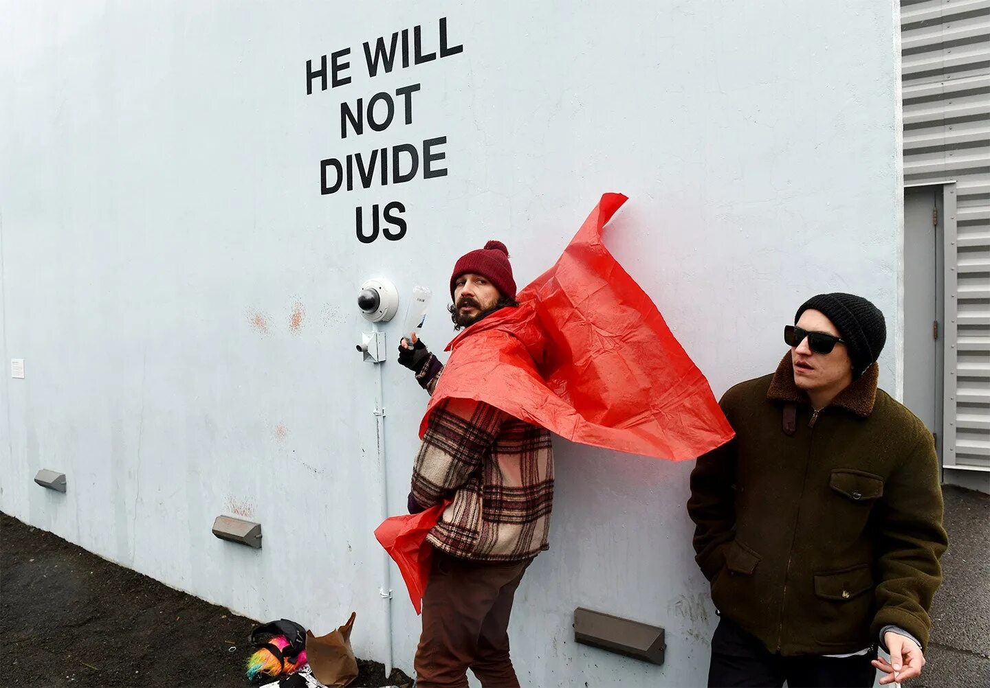 He will not give. Шайа ЛАБАФ против Трампа. Шайа ЛАБАФ трансформеры he will not Divide us. Шайя ЛАБАФА В инсталляции. Hy will not Divide us meme.