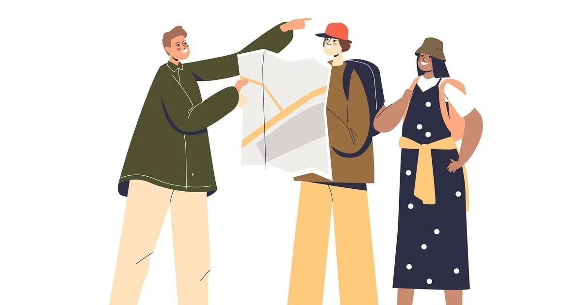 Ask for travel. Ask for directions cartoon. showing right direction student.
