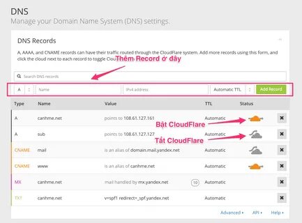Создание dns записи