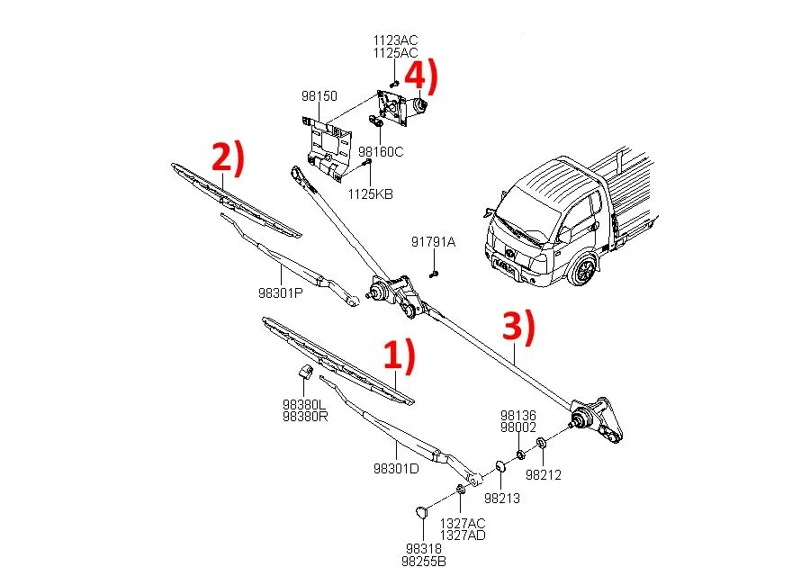трапеция стеклоочистителя hyundai-kia арт. 982104b000. поводки дворников ваз 2107. дворники хендай портер 2. дворники портер.