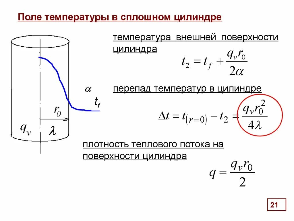 Температура внутренней и наружной поверхности. Плотность теплового потока цилиндра. Цилиндрическая поверхность. Напряжение в цилиндре. Температура в цилиндре.