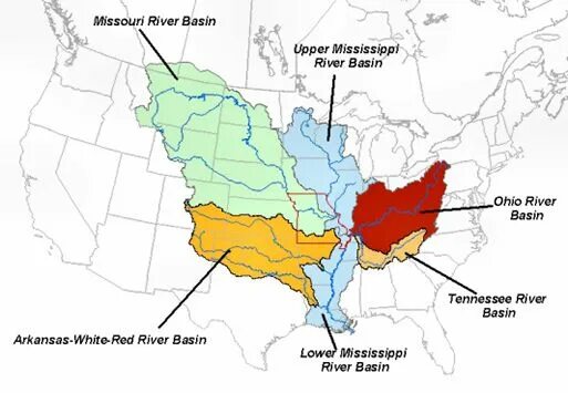 Миссури бассейн какого. Бассейн Миссисипи на карте. Бассейн реки Миссисипи на карте. Mississippi River basin. Река Миссисипи на карте.