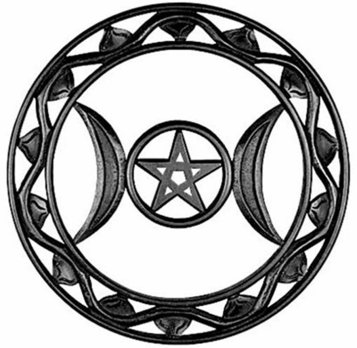 Викканская пентаграмма. Талисман Кельтская пентаграмма. Алтарная пентаграмма Викка. Викканский символ три Луны. Луна пентаклей