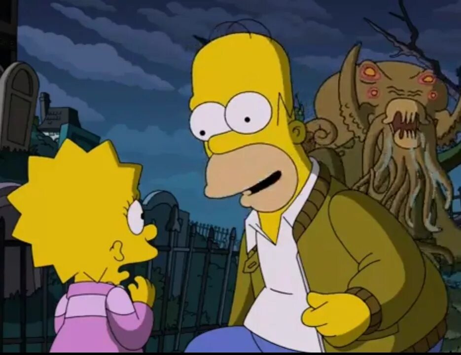 Treehouse of horror. Симпсоны ктулху. симпсоны treehouse of horror. говард лавкрафт в симпсонах. симпсоны хэллоуин.