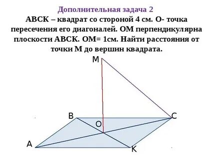 Расстояние от точки пересечения диагоналей 14