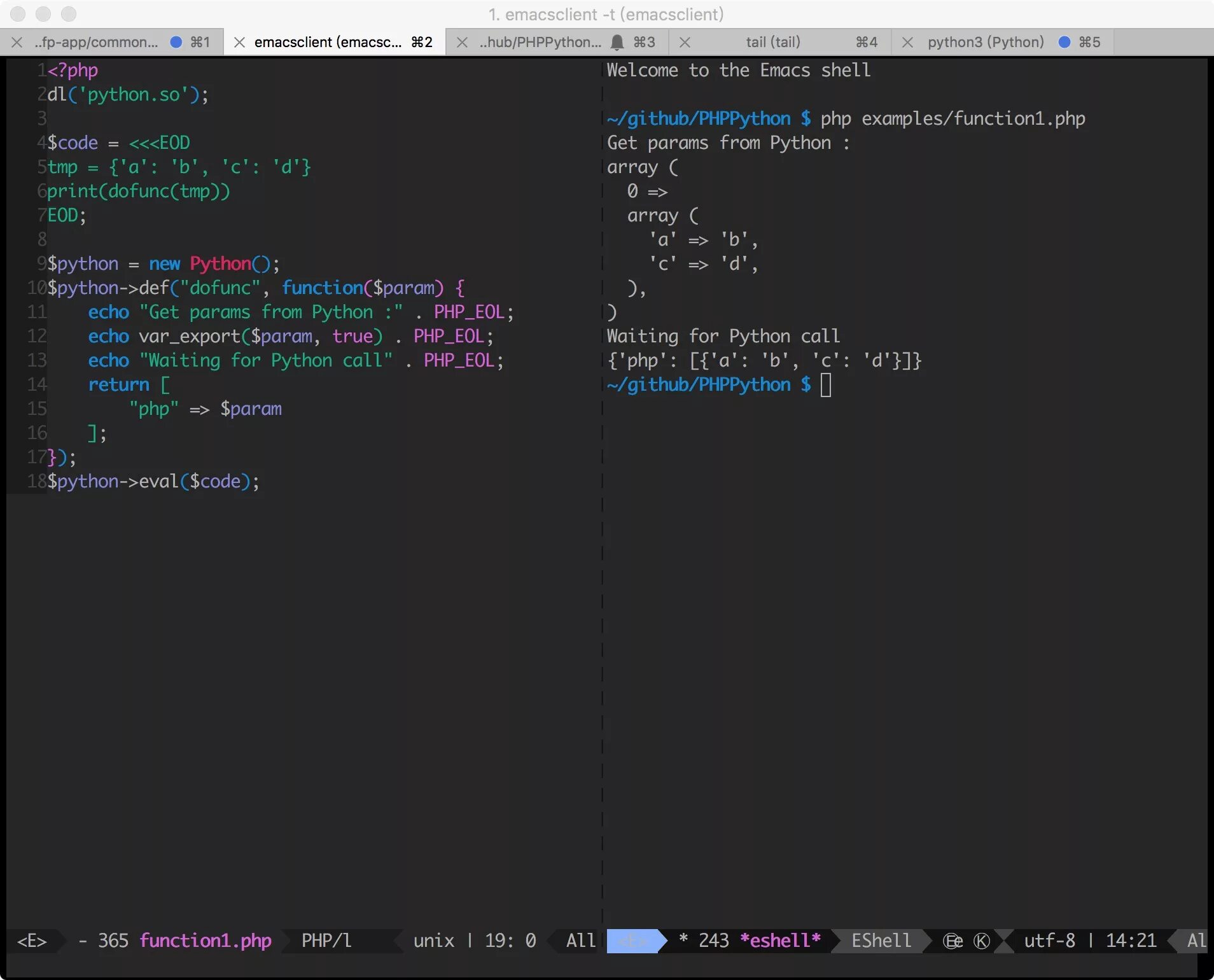 GitHub - bullsoft/PHPython: PHPython: An extension to eval python3 codes in PHP