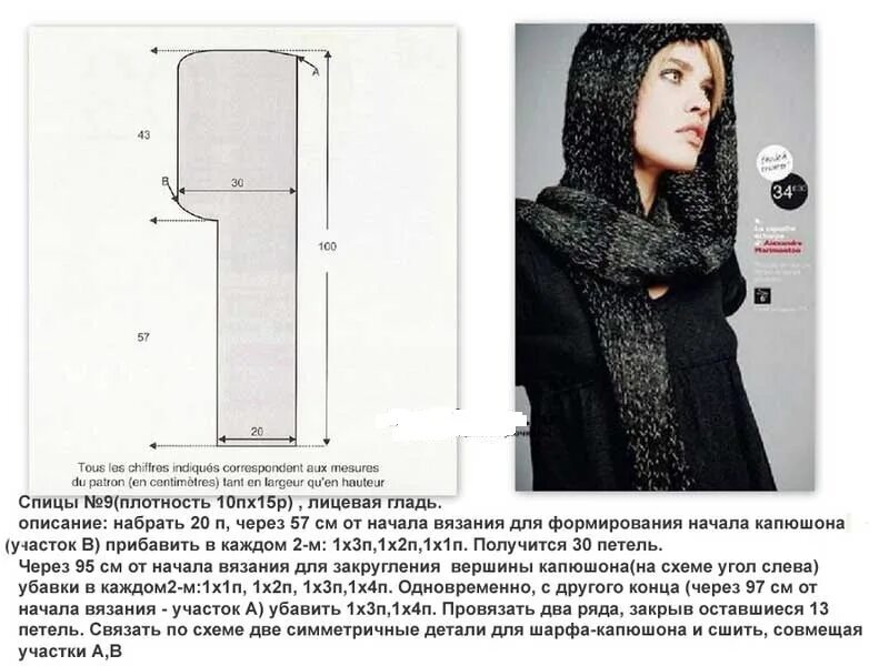Снуд-капюшон крючком схемы вязания. Выкройка капора капюшона для женщин. Вязаные шапки капор для женщин со схемами и описанием. Схема башлыка. Шарф капюшон спицами для женщин с описанием и схемами.