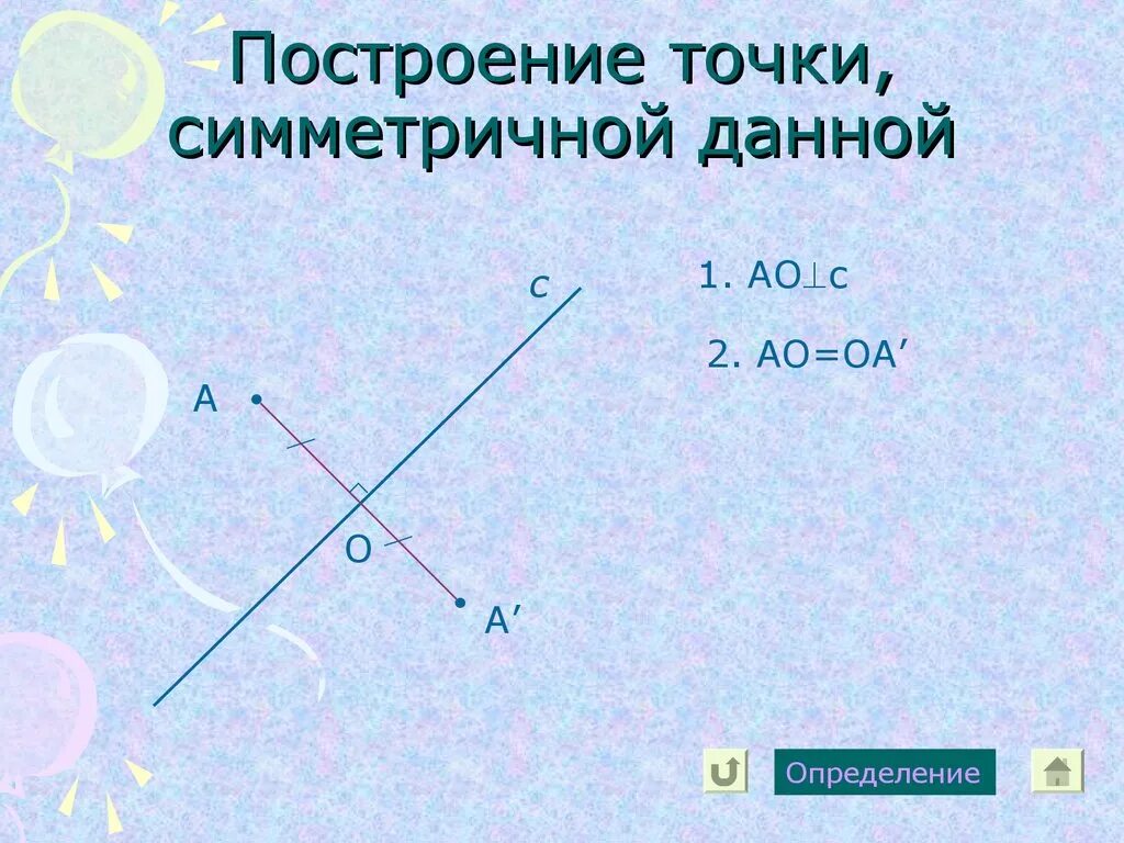 Как построить точку симметричную данной