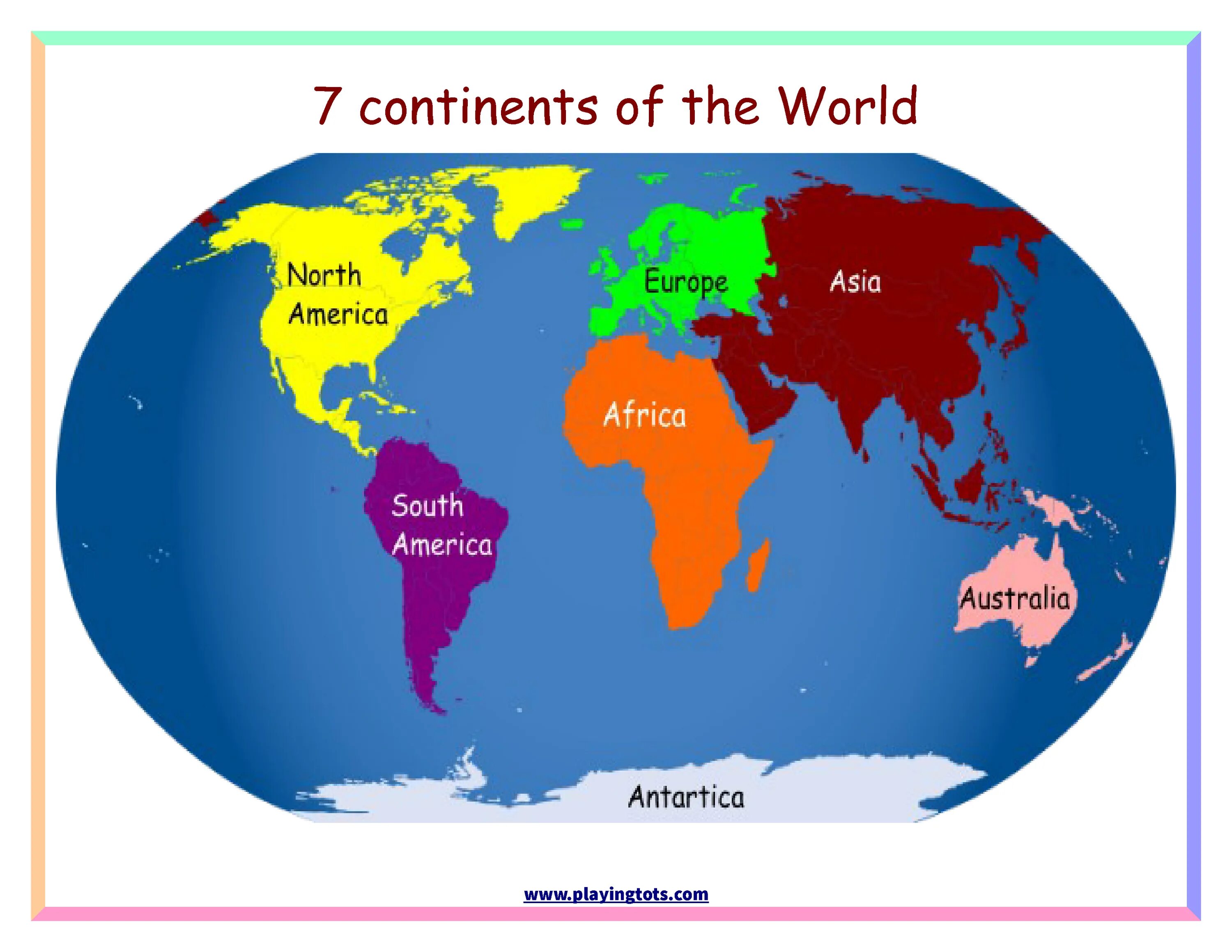 All continents of the world