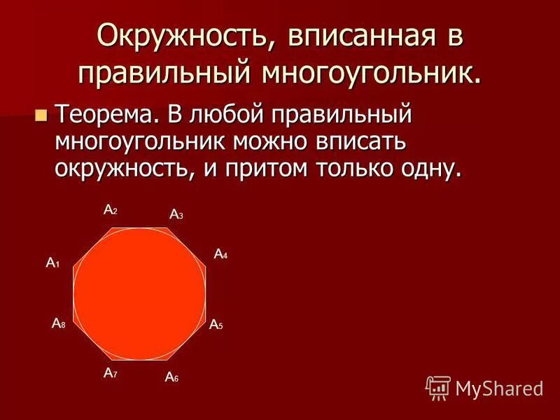 Окружность вписанная в правильный многоугольник