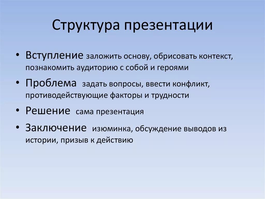 Структура презентации конспект