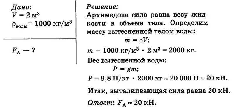 Сколько воды вытесняет плавающий деревянный брус. Задачи по физике 7 класс Архимедова сила задачи. Сила Архимеда формула задачи с решением. Задачи по физике 7 класс с решением сила Архимеда. Задачи на силу Архимеда 7 класс физика с решением.