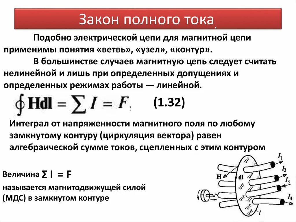 Измерение полного тока. Закон полного тока для магнитных цепей. Закон полного тока для магнитного поля формула. Обобщённый закон полного тока формула. Закон полного тока для магнитной индукции.