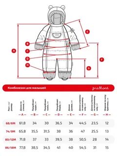 Размерная сетка зимнего комбинезона
