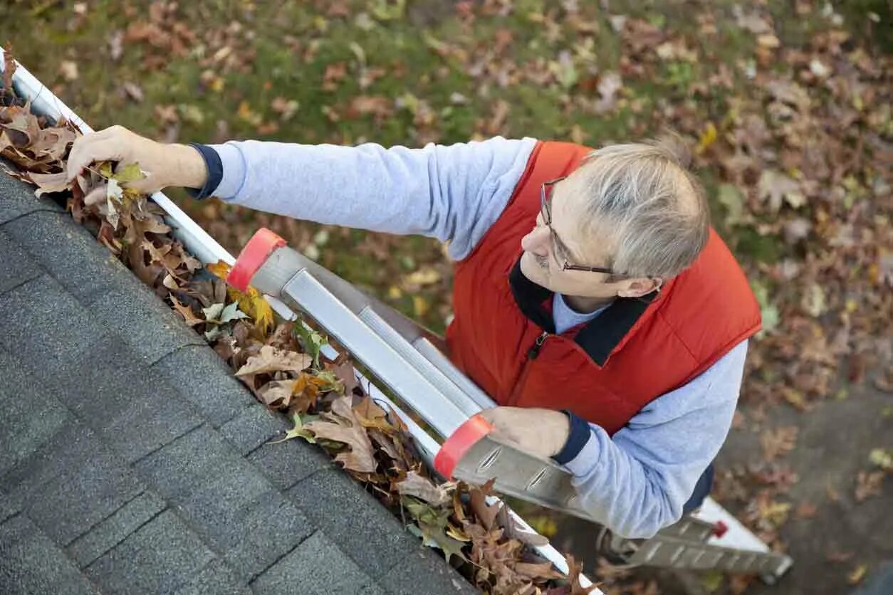 Clean leaf. Gutter drain cleaning. как почистить стоки на крыше частного дома.