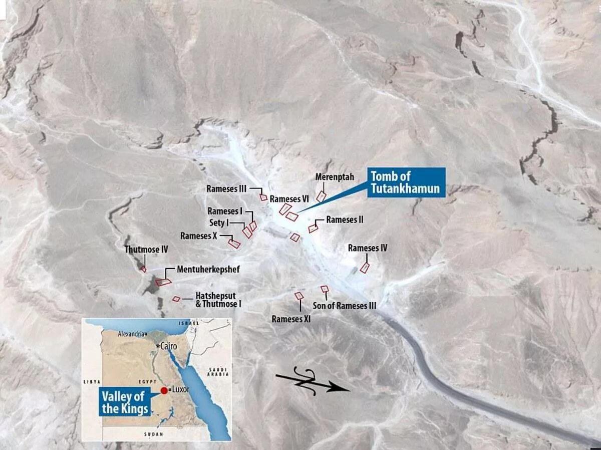 Где находится гробница тутанхамона на карте. Гробница Тутанхамона на карте. Долина царей расположение. Гробница Тутанхамона в долине царей.