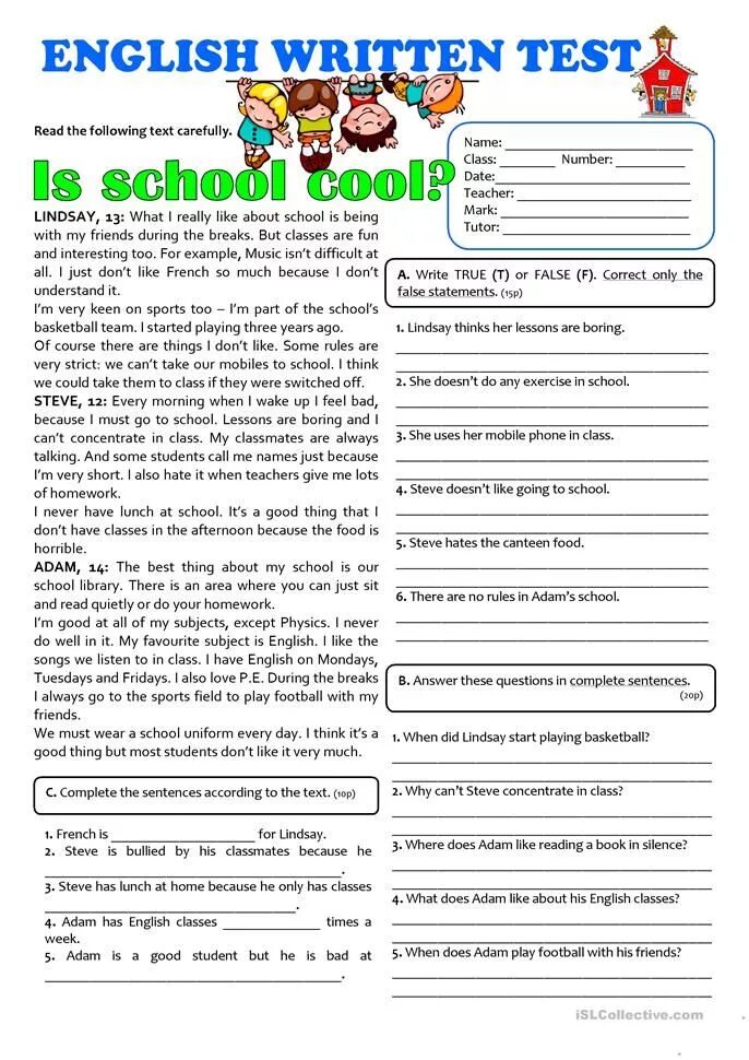 Her teacher was very. Reading Comprehension Worksheets 6 класс. Comprehension reading в английском языке. Reading Comprehension тесты. Чтение английский 6 класс Worksheets.