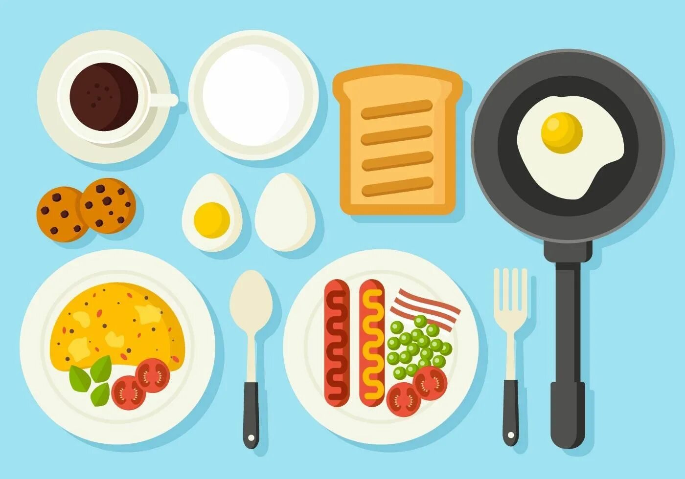 Завтрак Векторная Графика. Завтрак мультяшный. Мультяшные Завтраки. Завтрак иллюстрация. Flat food