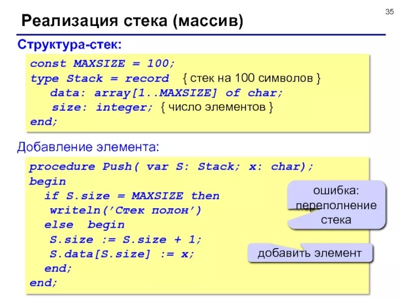 Как реализовать стек. Реализация стека на массиве. Добавление элемента в стек. Структура стека. Стек. Реализация стека на базе массива..