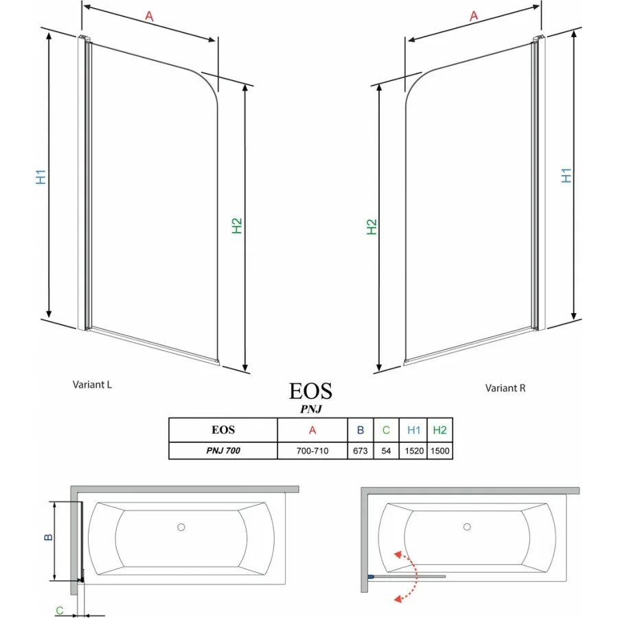 Radaway PNJ 70 R. Radaway EOS DWS 140 R. Radaway EOS PNW. Шторка на ванну складная Radaway EOS pnw5 107.