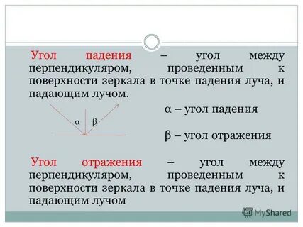 Угол отражения обозначен буквой