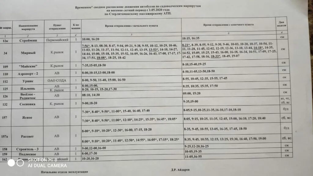 Расписание автобуса номер 34