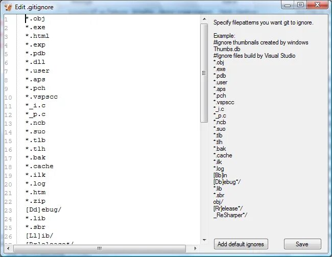 Ignored files