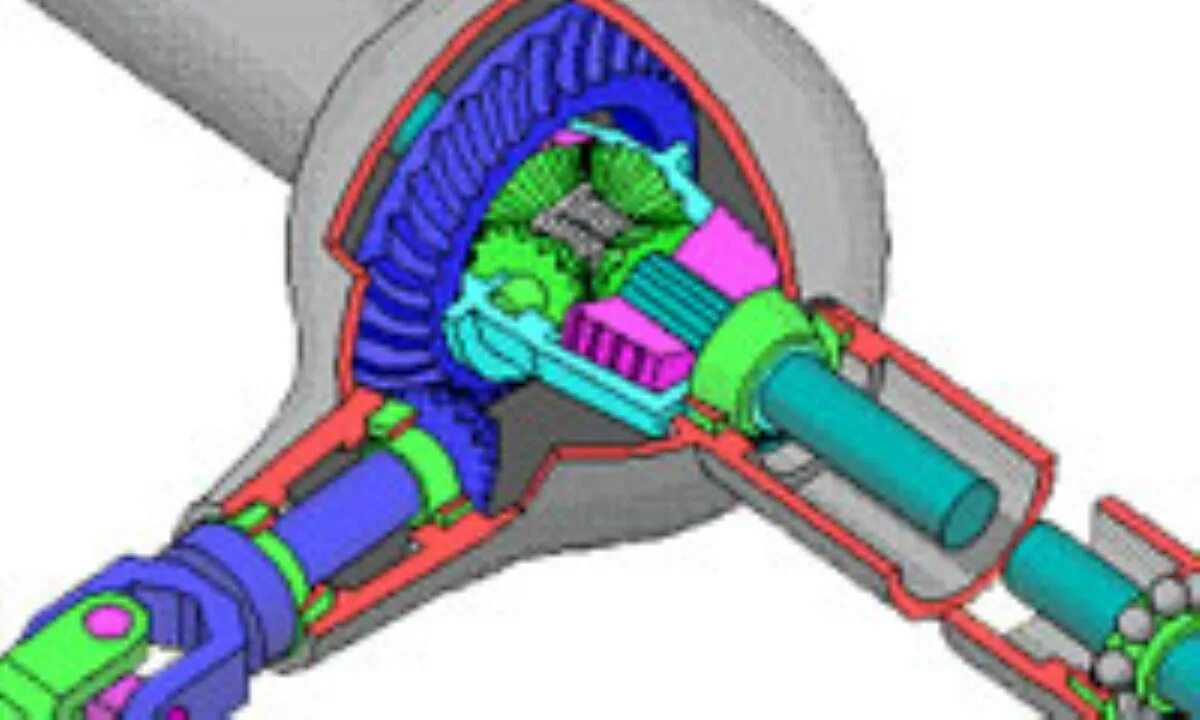 Межосевой дифференциал червячный. Кожух полуоси ведущего моста компас 3д. Дифференциал заднего моста. Главная передача ведущего моста ВАЗ 2107. Работа моста автомобиля