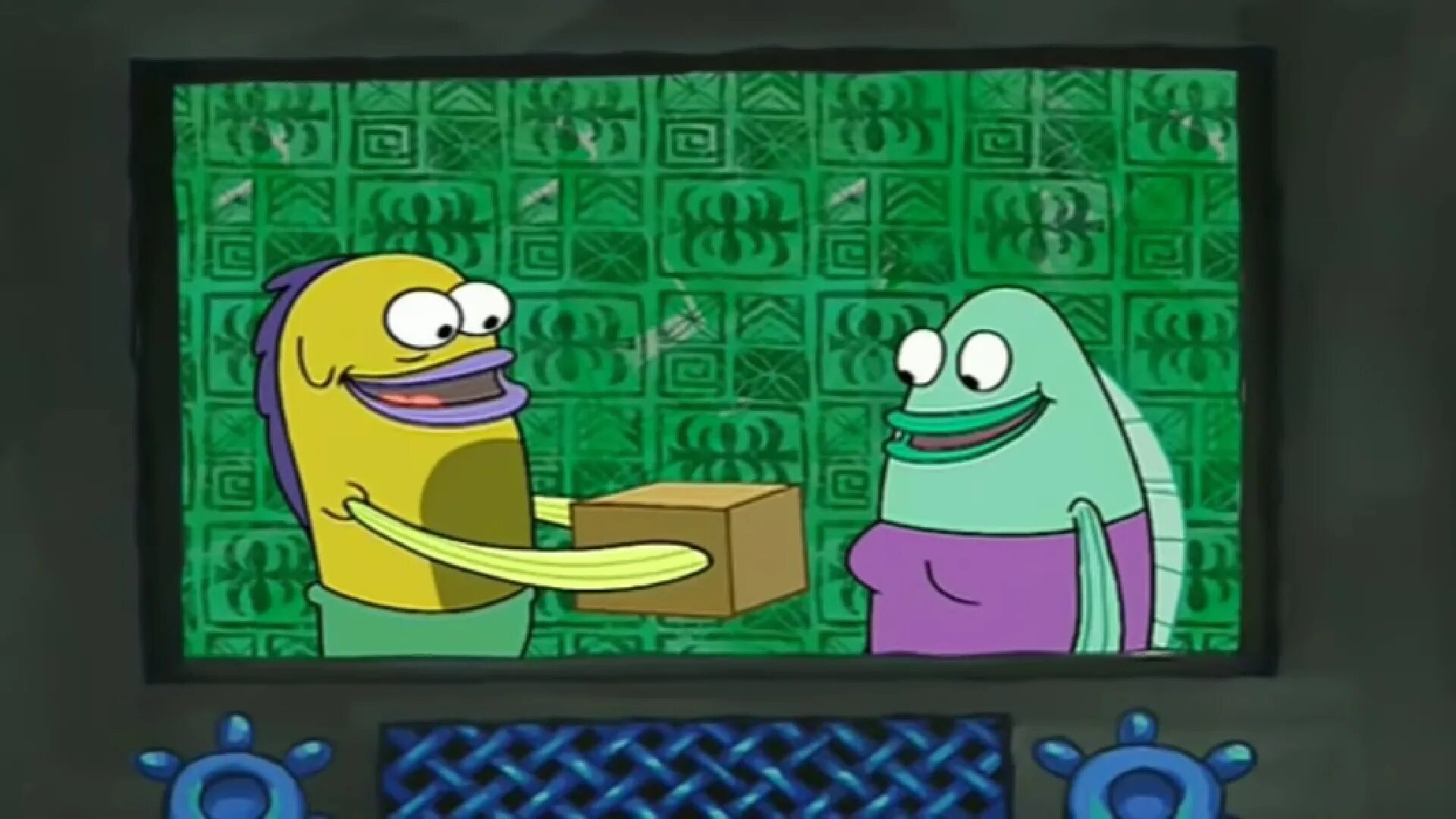 I couldn't afford a present this year so i got you this Box. Afford a Box. Spongebob Box. You what Spongebob.