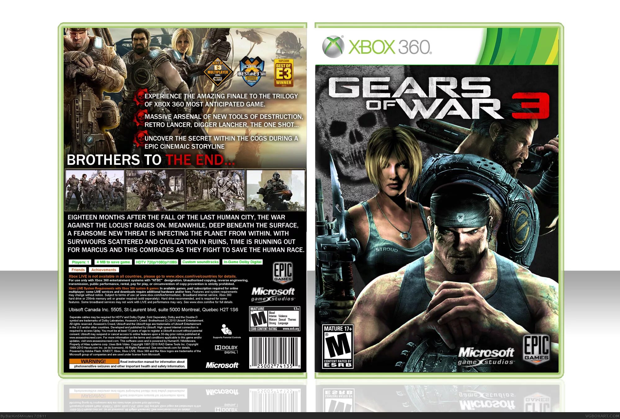 Gears 3 Xbox 360 Cover. Игра на икс боксе на диске