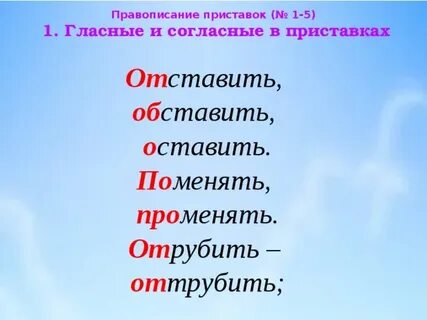 Гласные и согласные буквы в приставках