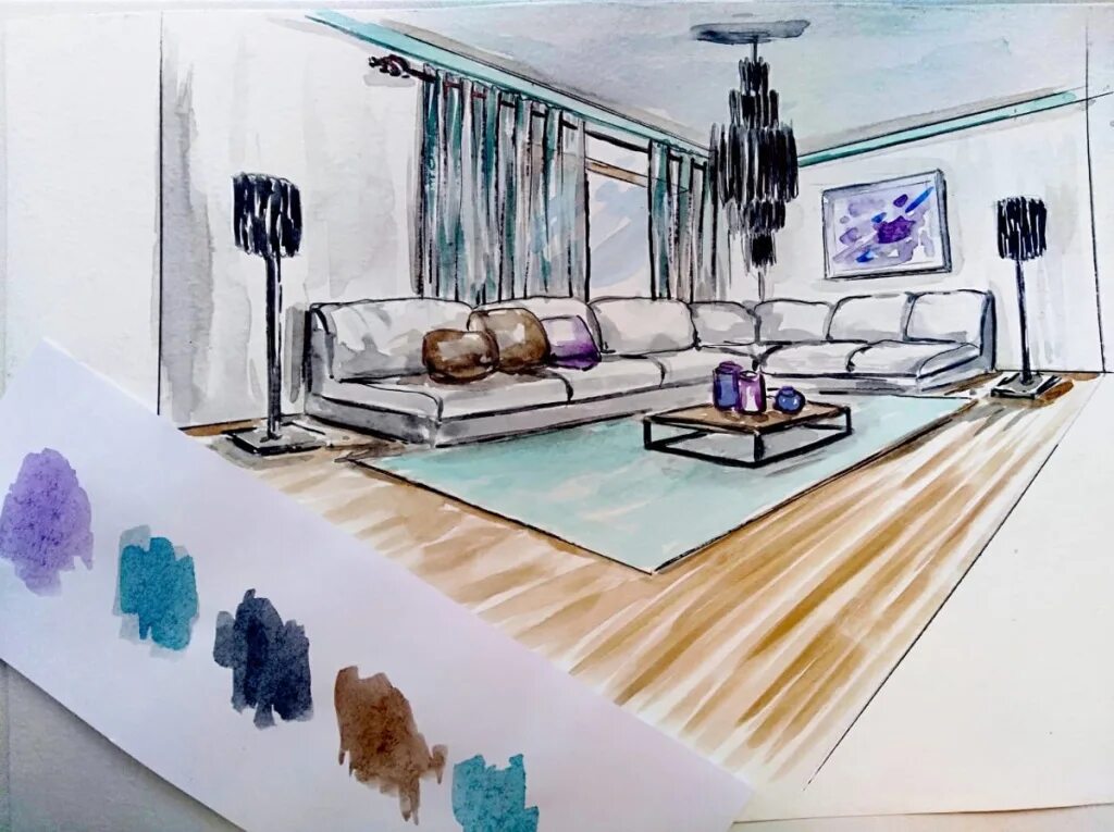 Эскиз интерьера. Перспектива интерьера комнаты. Угловая перспектива интерьера скетч. Рисунок комнаты. Фронтальная перспектива комнаты.