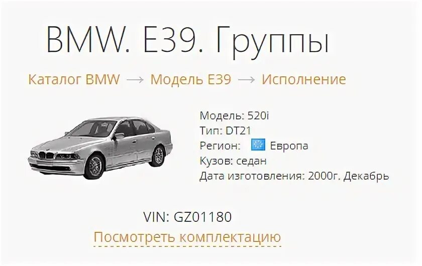 Запчасти бмв по вин. Комплектация БМВ по вин. Вин код БМВ е39 520i 2.0 1998. Как проверить комплектацию БМВ по вин. Комплектация по VIN BMW wbagt210209c91242.