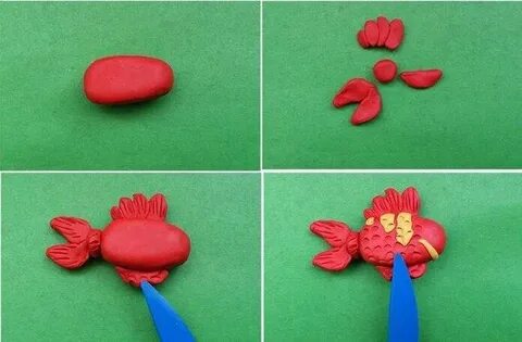 Лепка рыбок из пластилина