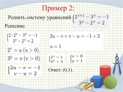 Решение систем показательных уравнений и неравенств