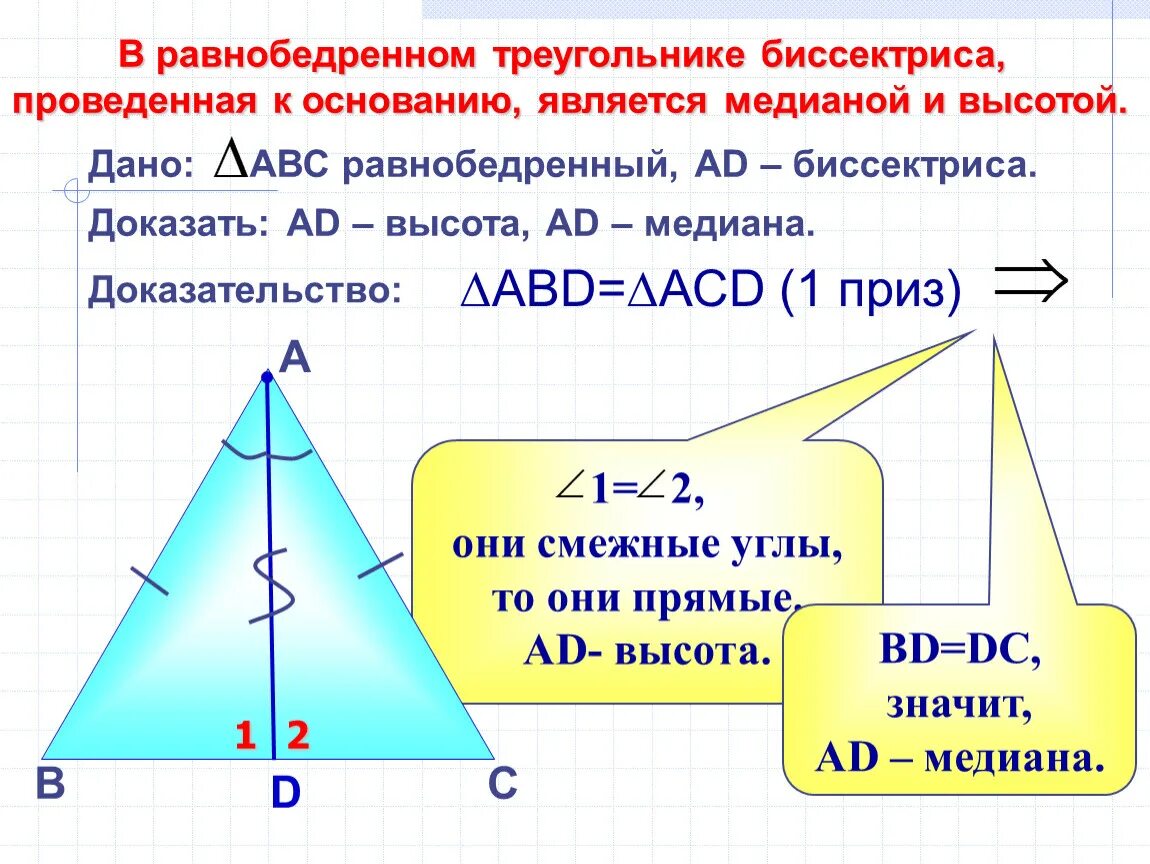 Построение высоты равнобедренного треугольника