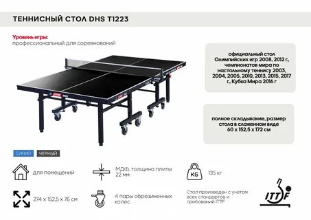 Стандартные размеры теннисного стола