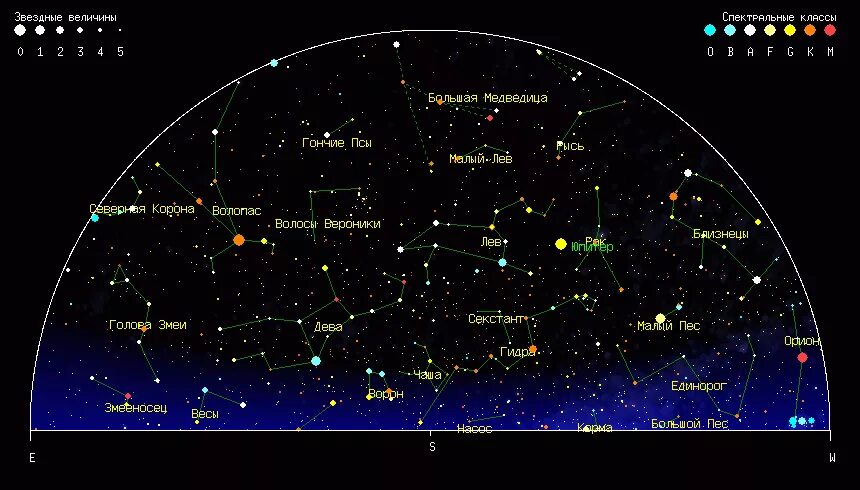 Название весенних созвездий. Карта звездного неба. Карта весенних созвездий. Карта звездного неба в апреле. Карта звездного неба весной.