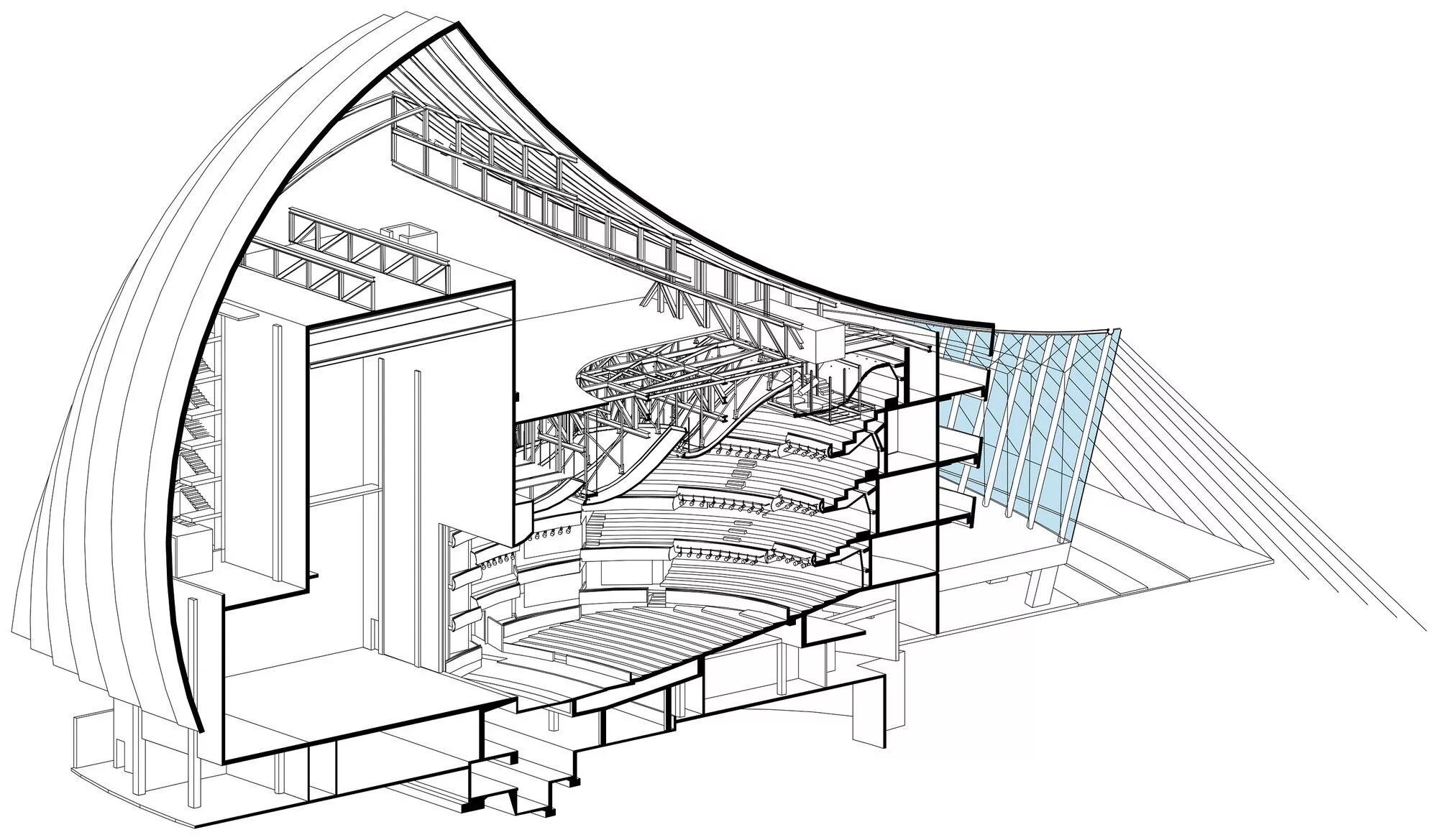 Safdie Architects - Kauffman Center for the performing Arts. Амфитеатр клаузура. Аудиторио-де-Тенерифе чертежи. Круглый амфитеатр ревит. Performing arts cinema unit 3