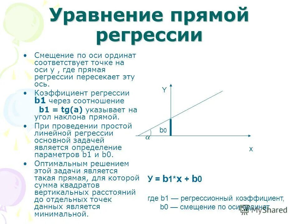 Выборочного уравнения прямой регрессии