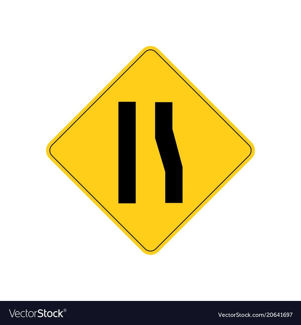 Знак правых. Желтые знаки американские. Знак заканчивается полоса. Дорожные знаки желтые полосы.