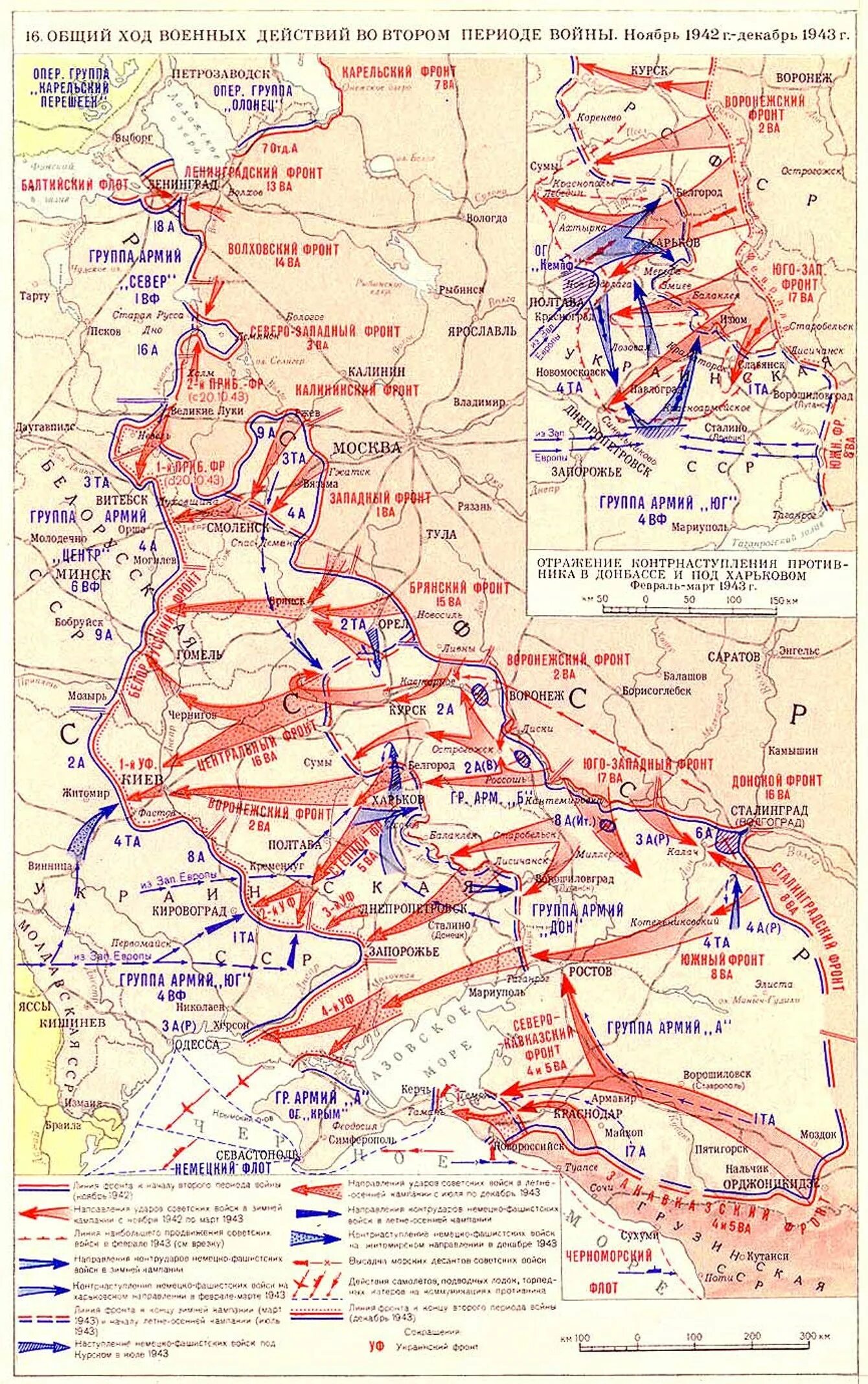 ВОВ 1942 карта боевых действий. Карта боевых действий ВОВ 1943.