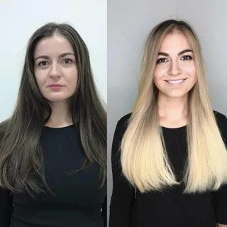 окрашивание волос до и после