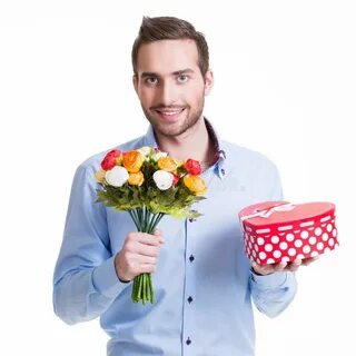 Человек с букетом
