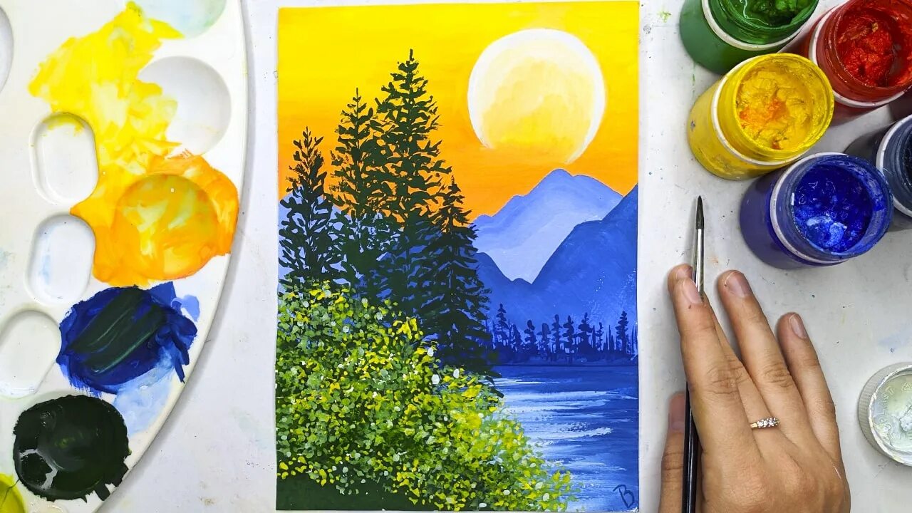 Как пользоваться гуашью. Рисунки гуашью. рисование гуашью подросткам. рисование заката гуашью жузлякова. закат рисунок красками.