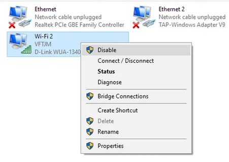 Disable network